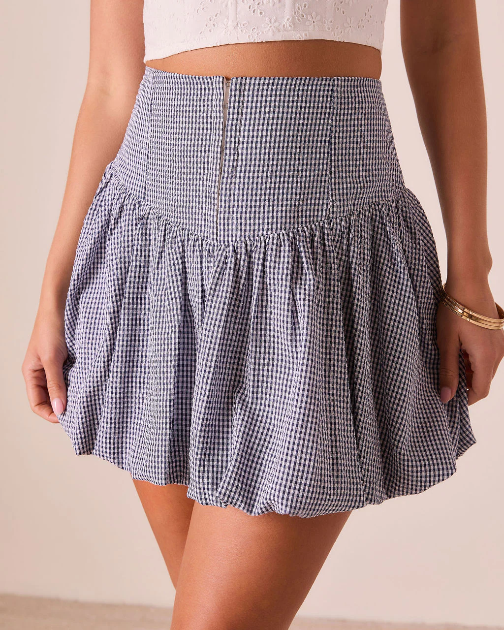 Shellie Gingham Bubble Hem Mini Skirt - Image 6