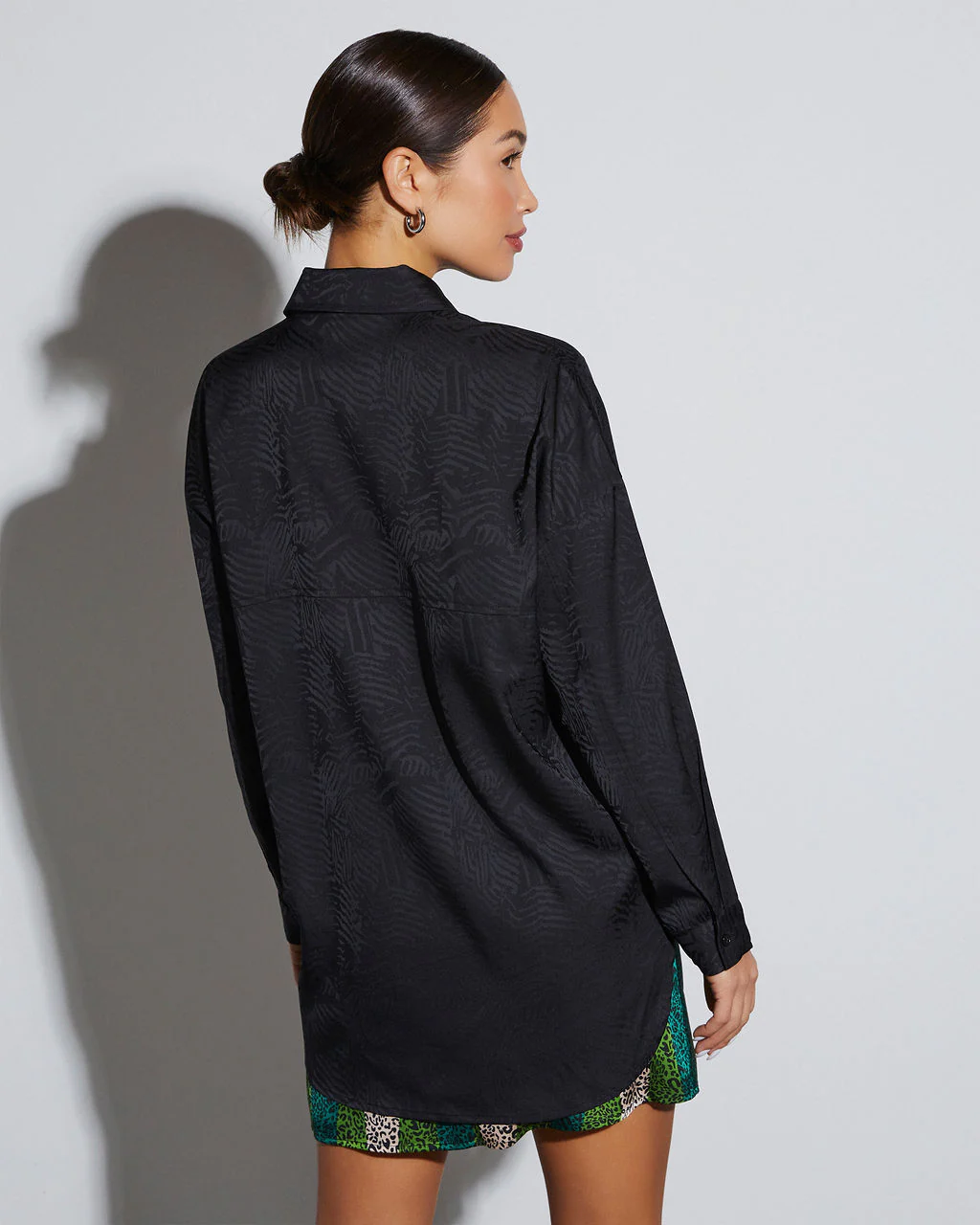 Sherlyn Satin Embossed Button Down Top - Image 4