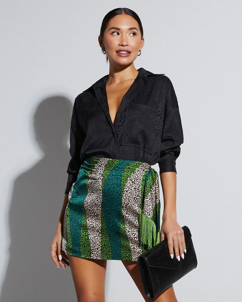 Sherlyn Satin Embossed Button Down Top - Image 5