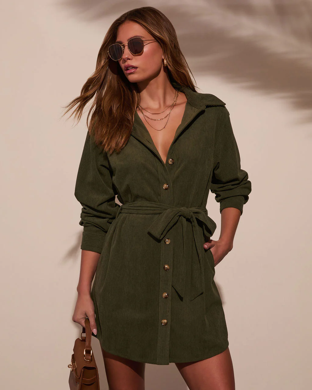 Sherna Corduroy Front Tie Mini Dress - Image 14