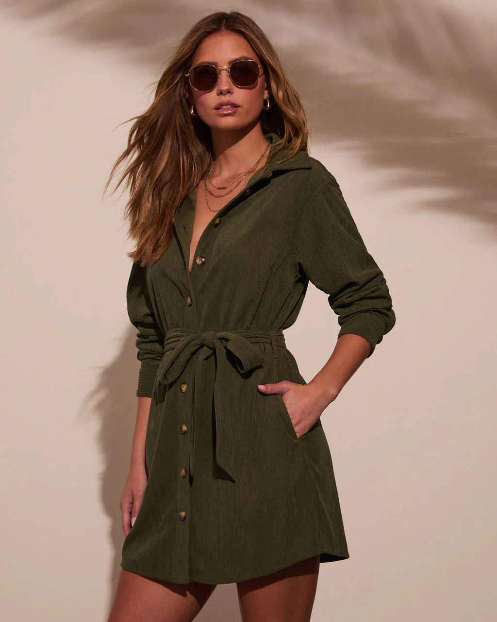Sherna Corduroy Front Tie Mini Dress - Image 15