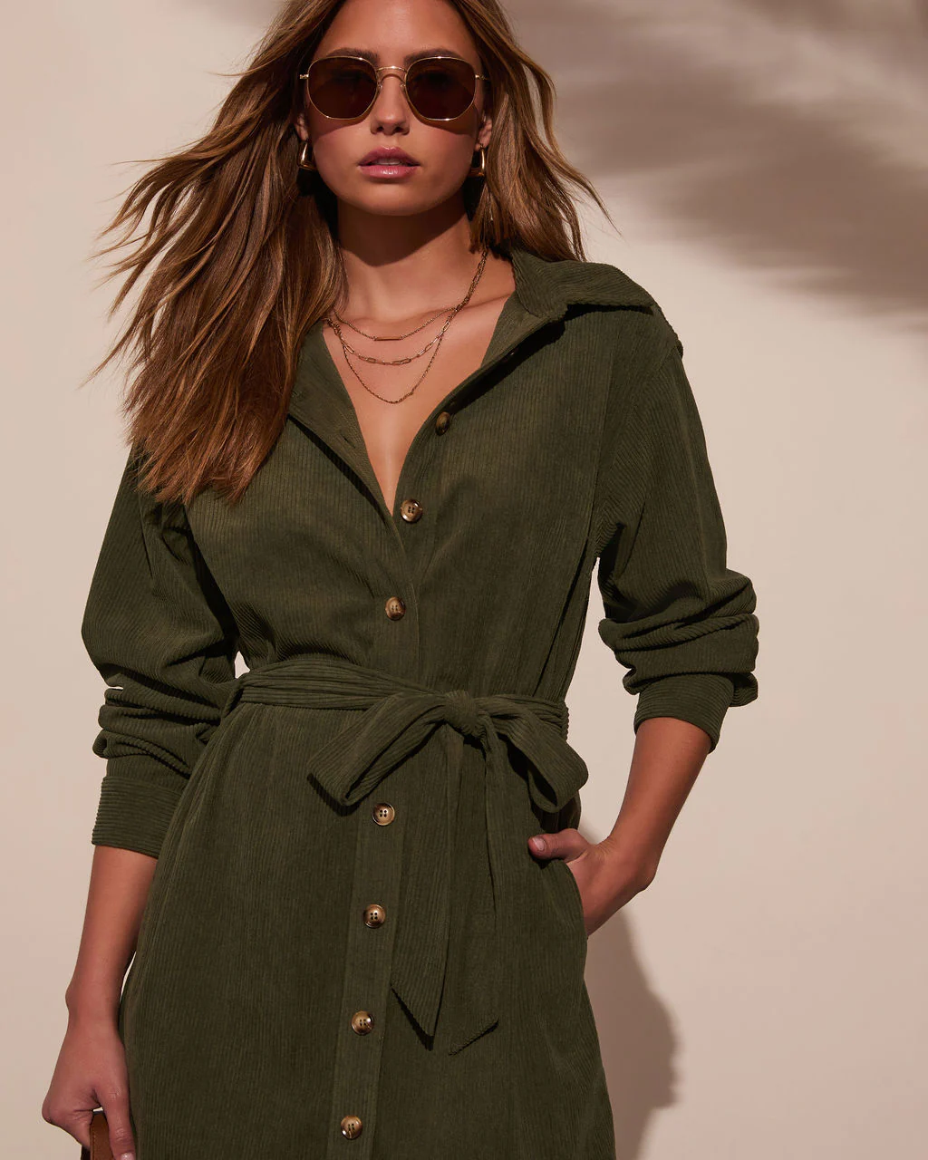 Sherna Corduroy Front Tie Mini Dress - Image 17