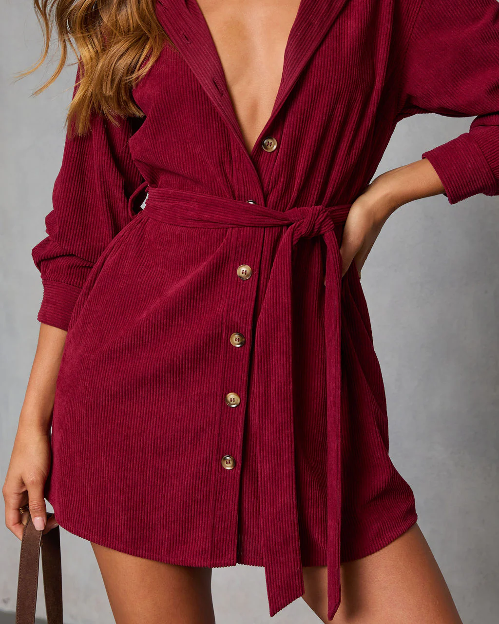 Sherna Corduroy Front Tie Mini Dress - Image 6