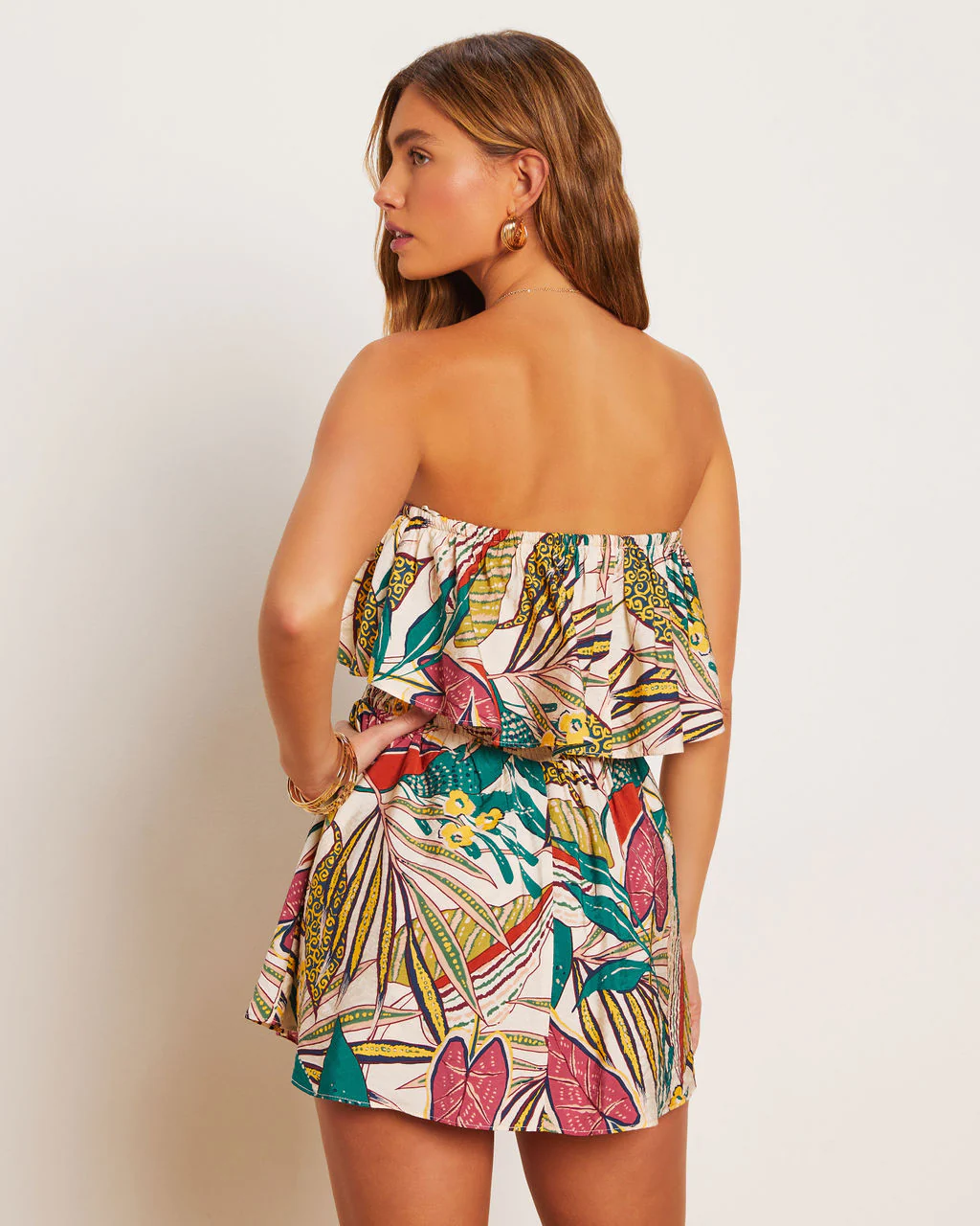 Sherry Tropical Strapless Smocked Romper - Image 5