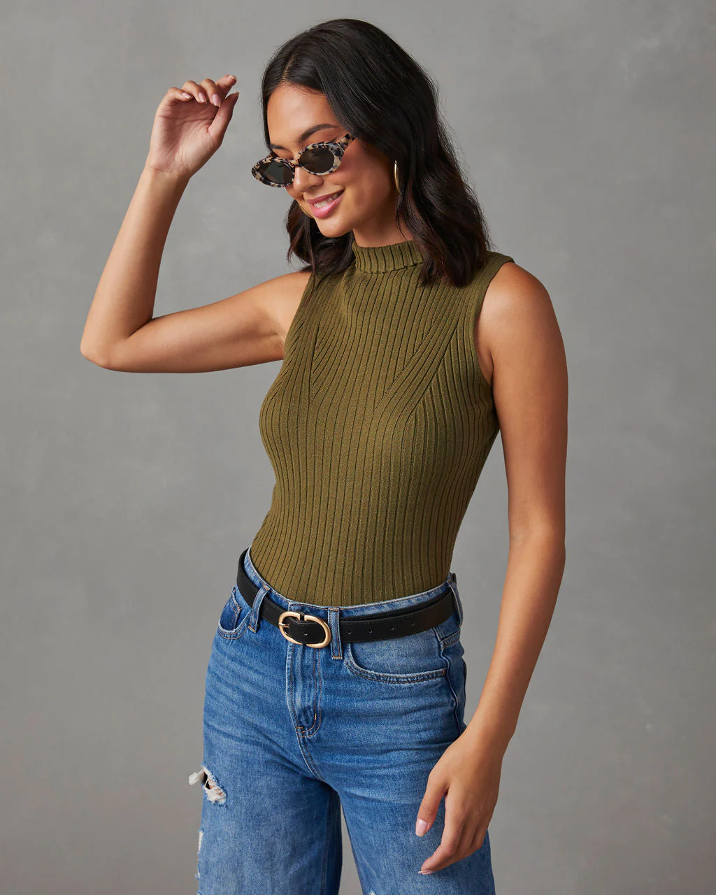 Sheryl Ribbed Mock Neck Sweater Tank - Image 13