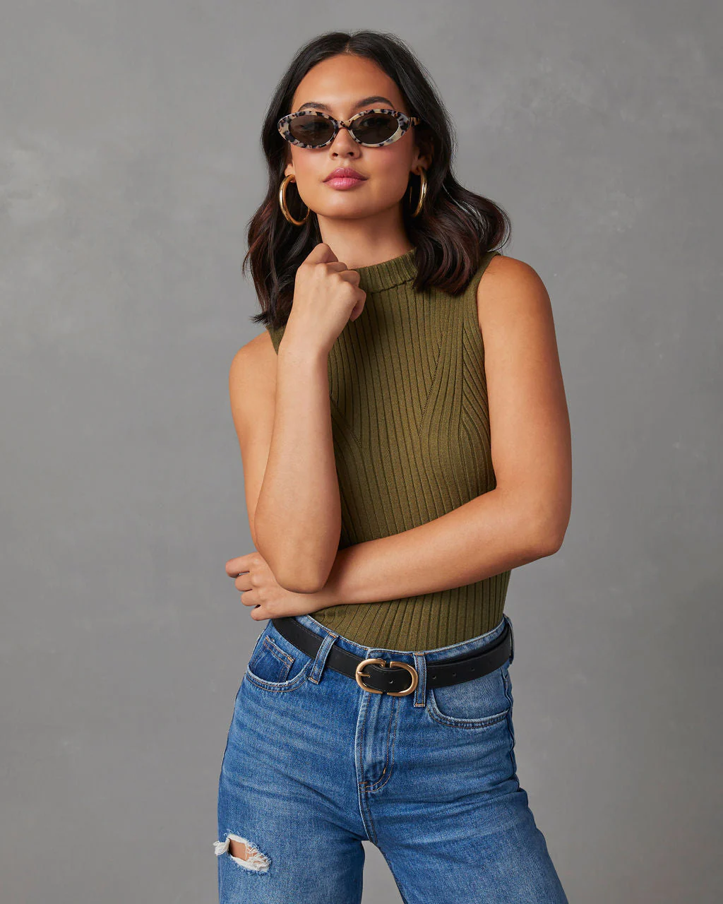 Sheryl Ribbed Mock Neck Sweater Tank - Image 14