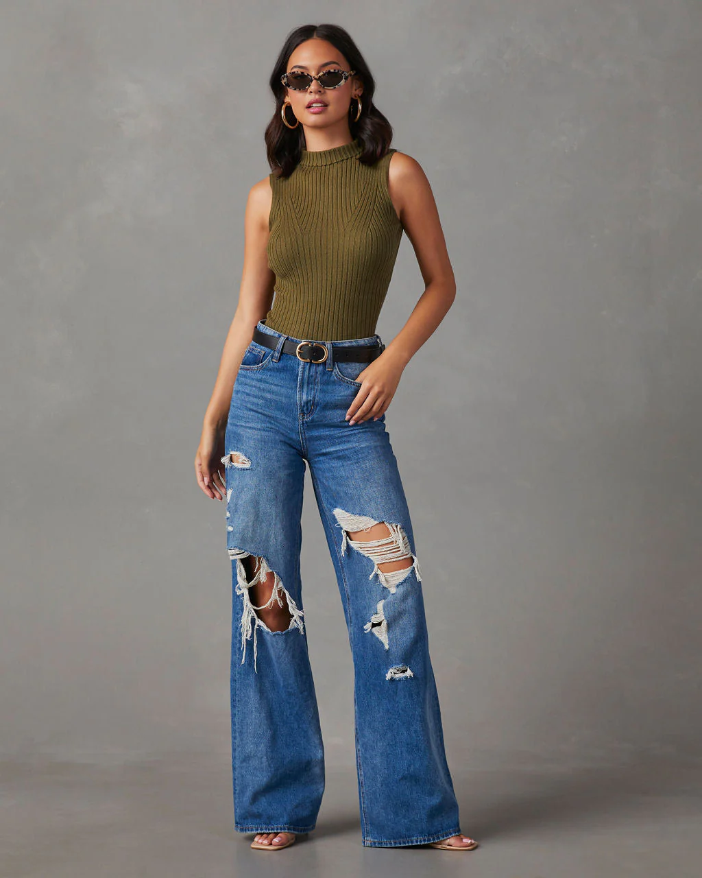 Sheryl Ribbed Mock Neck Sweater Tank - Image 17