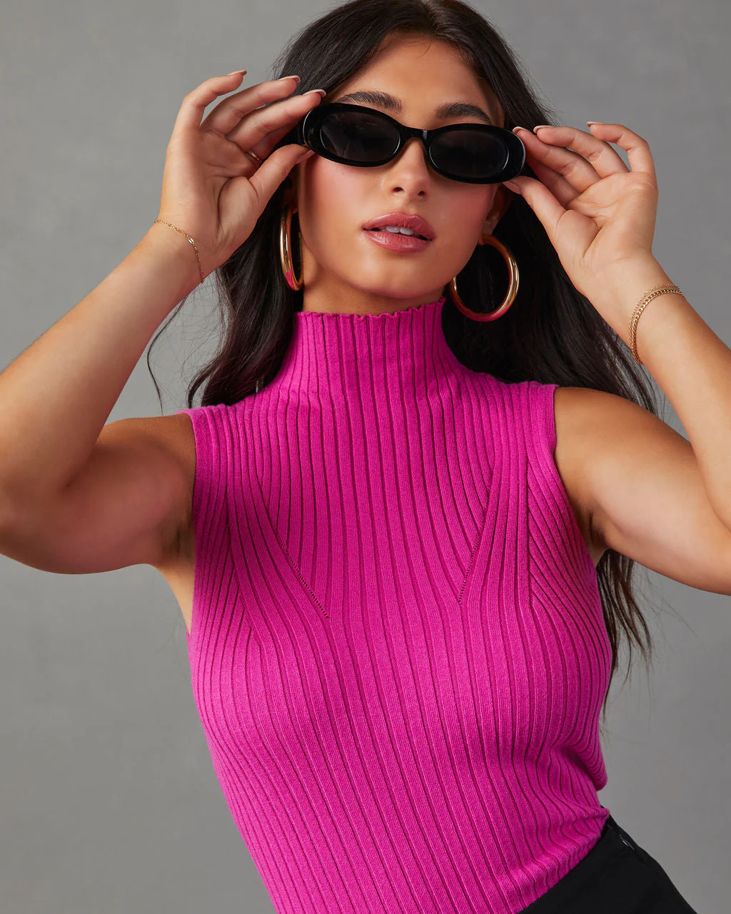 Sheryl Ribbed Mock Neck Sweater Tank - Image 21