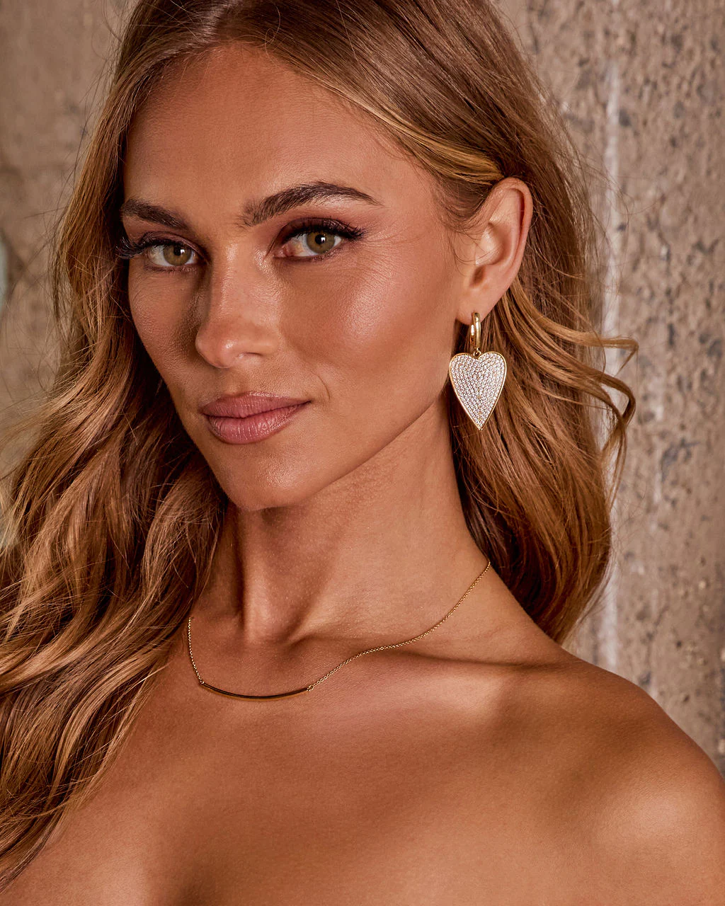 Shimmer Lane Embellished Heart Earrings - Image 4