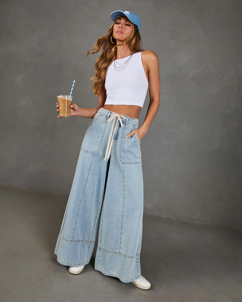 Shonna Stretch High Rise Wide Leg Drawstring Jeans - Image 5