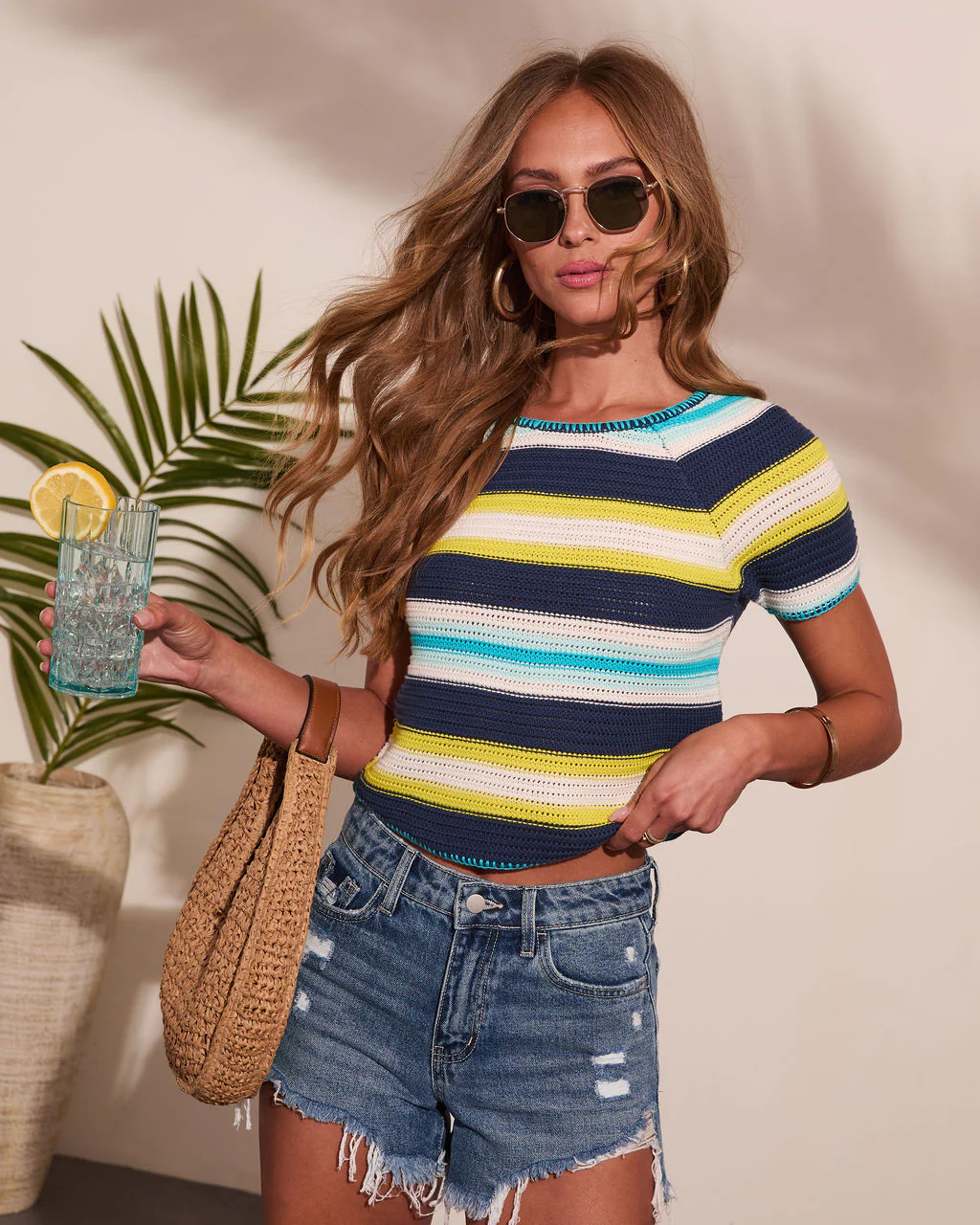 Shore Break Striped Knit Short Sleeve Sweater - Image 6