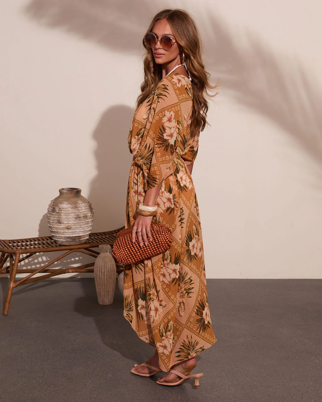 Shoreline Haze Printed Kaftan Cover Up Maxi Dress - Image 4