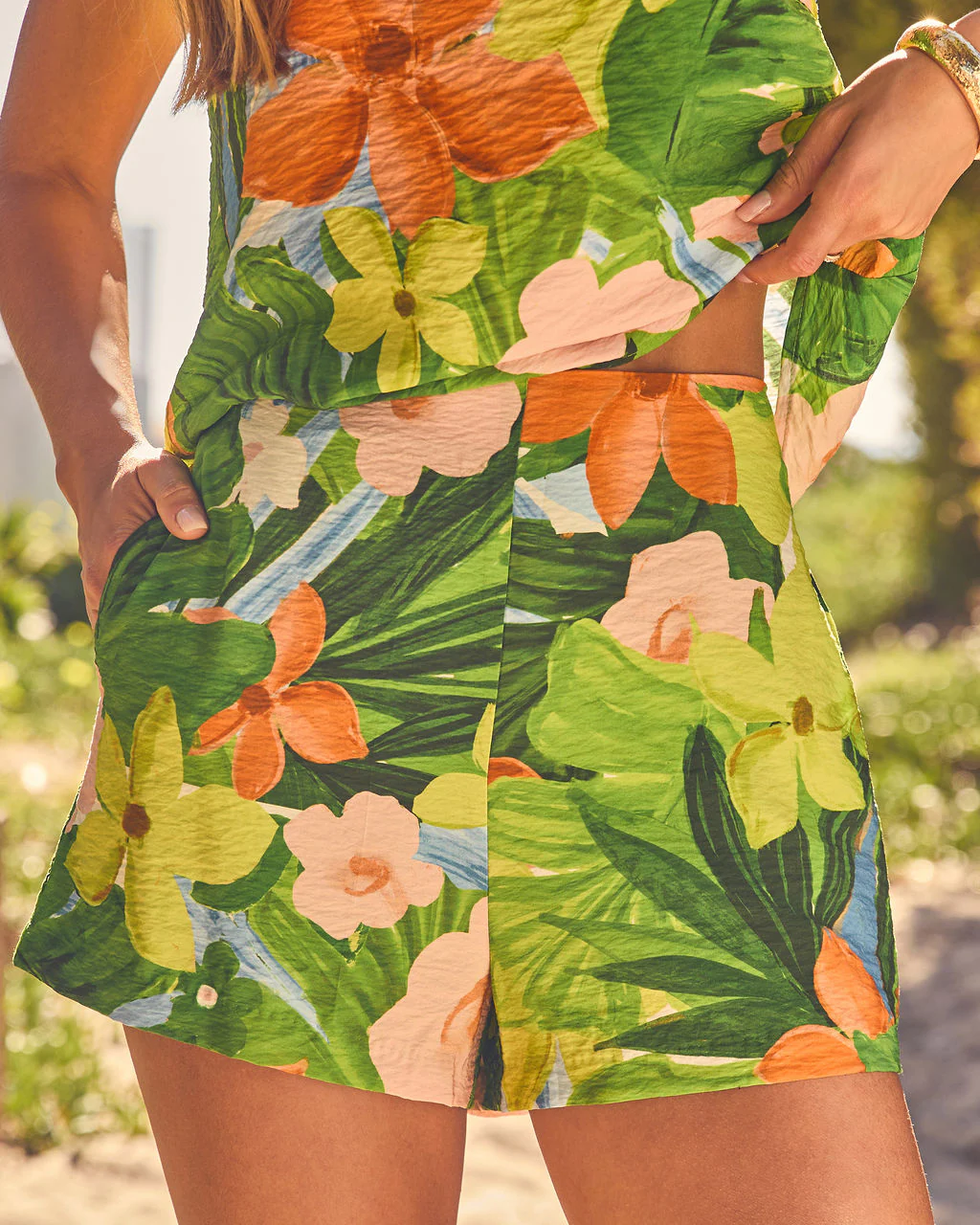 Sunset Orchid Tropical Print Shorts - Image 6