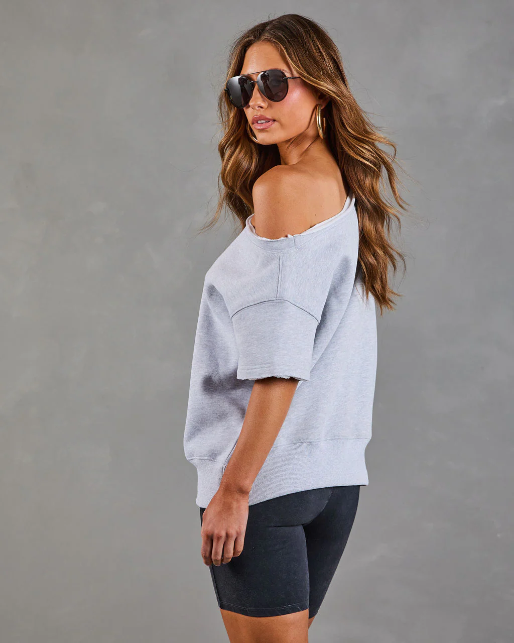 Empower Luxe Short Sleeve Off The Shoulder Sweatshirt - Image 10