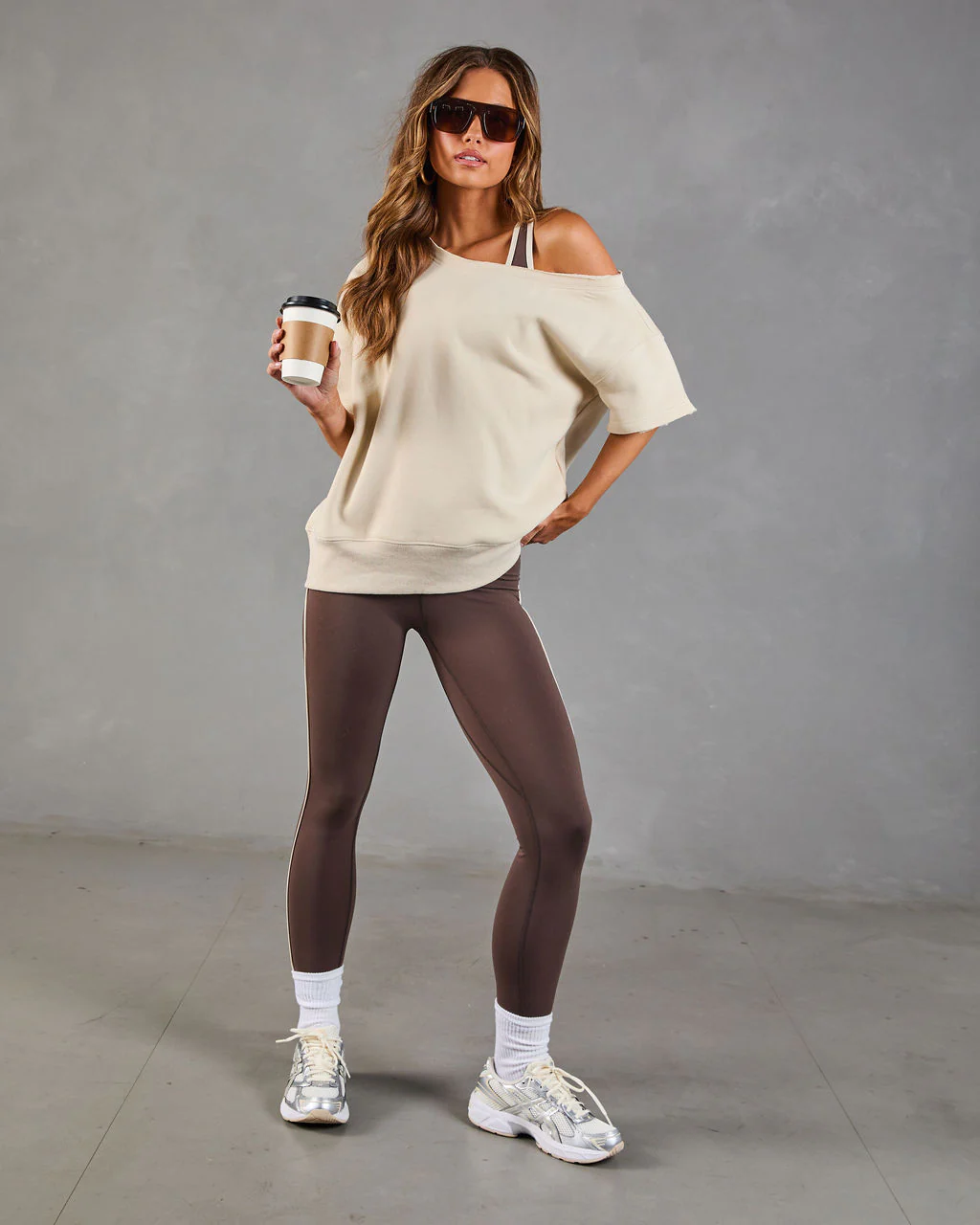 Empower Luxe Short Sleeve Off The Shoulder Sweatshirt - Image 6