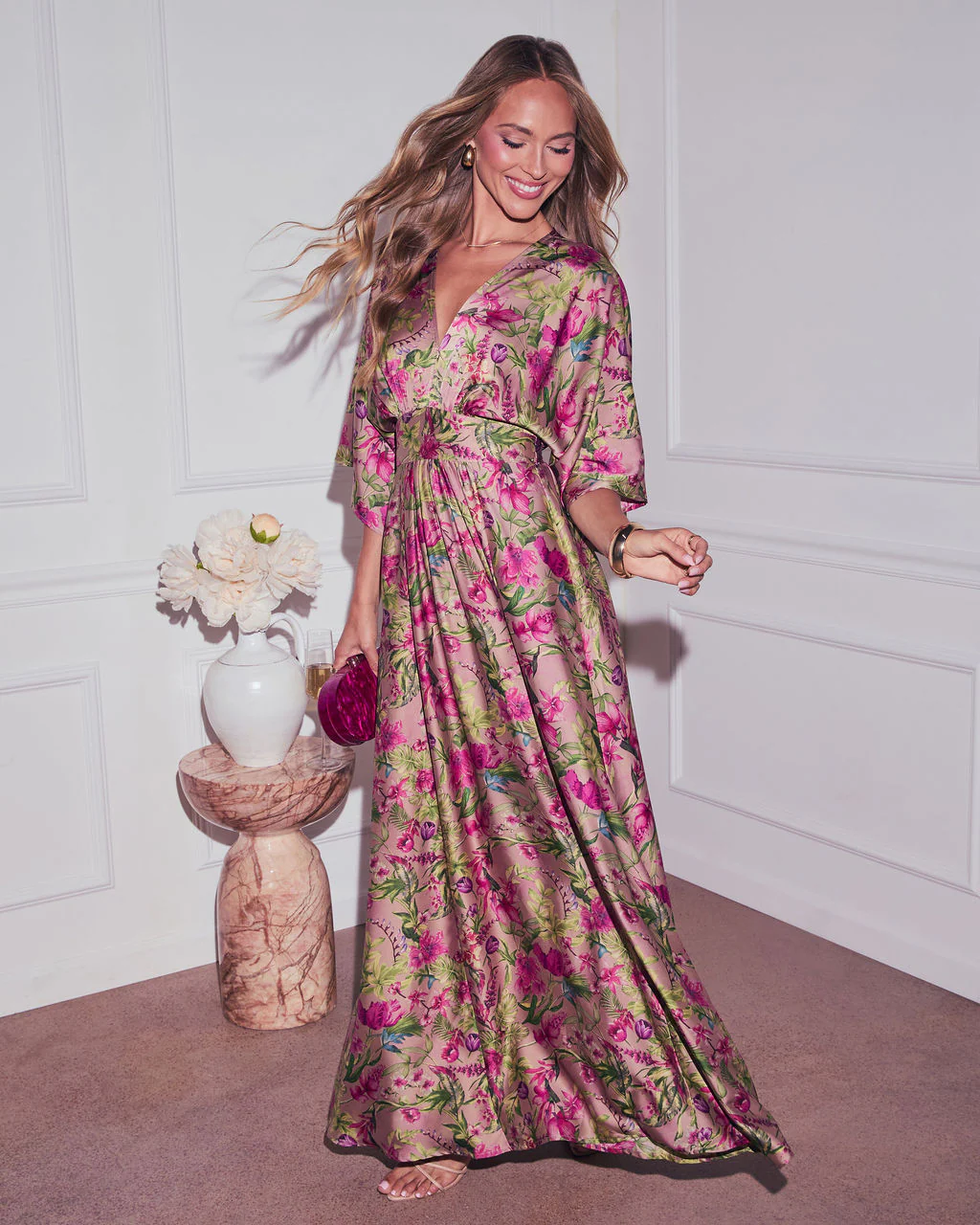 Significant Other Satin Floral Maxi Dress - Image 3