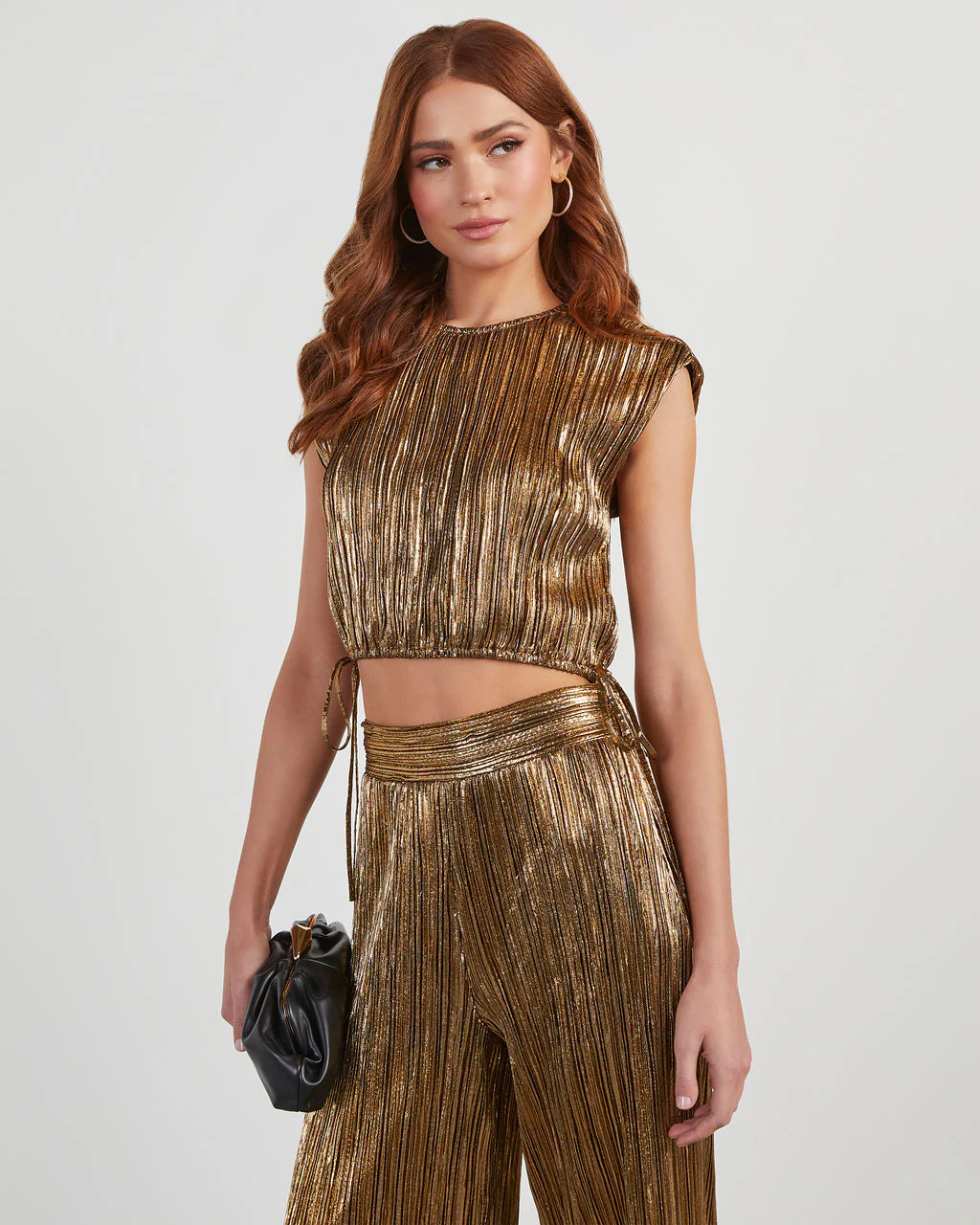 Sinclair Metallic Plisse Crop Blouse - Image 7