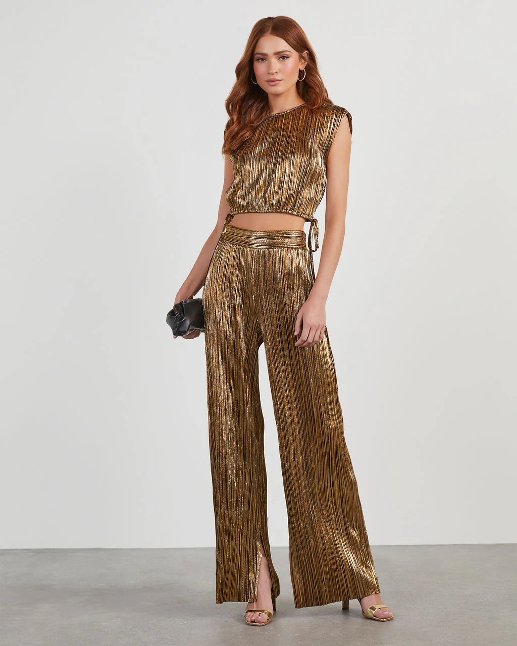 Sinclair Metallic Plisse Crop Blouse - Image 8