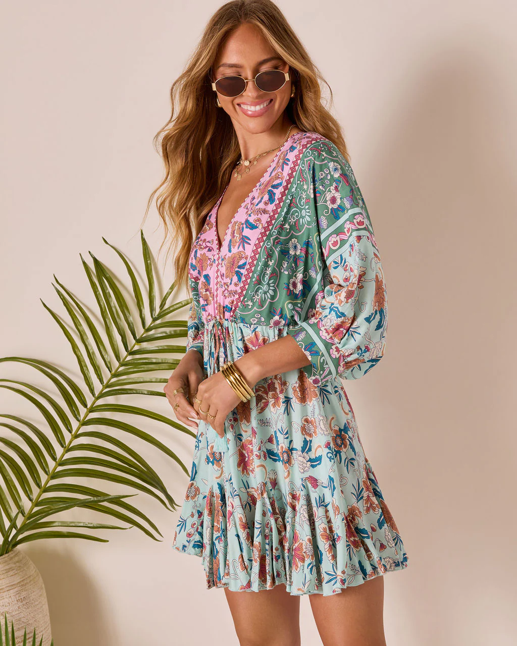 Skylar Floral Tassel Tie Mini Dress - Image 3