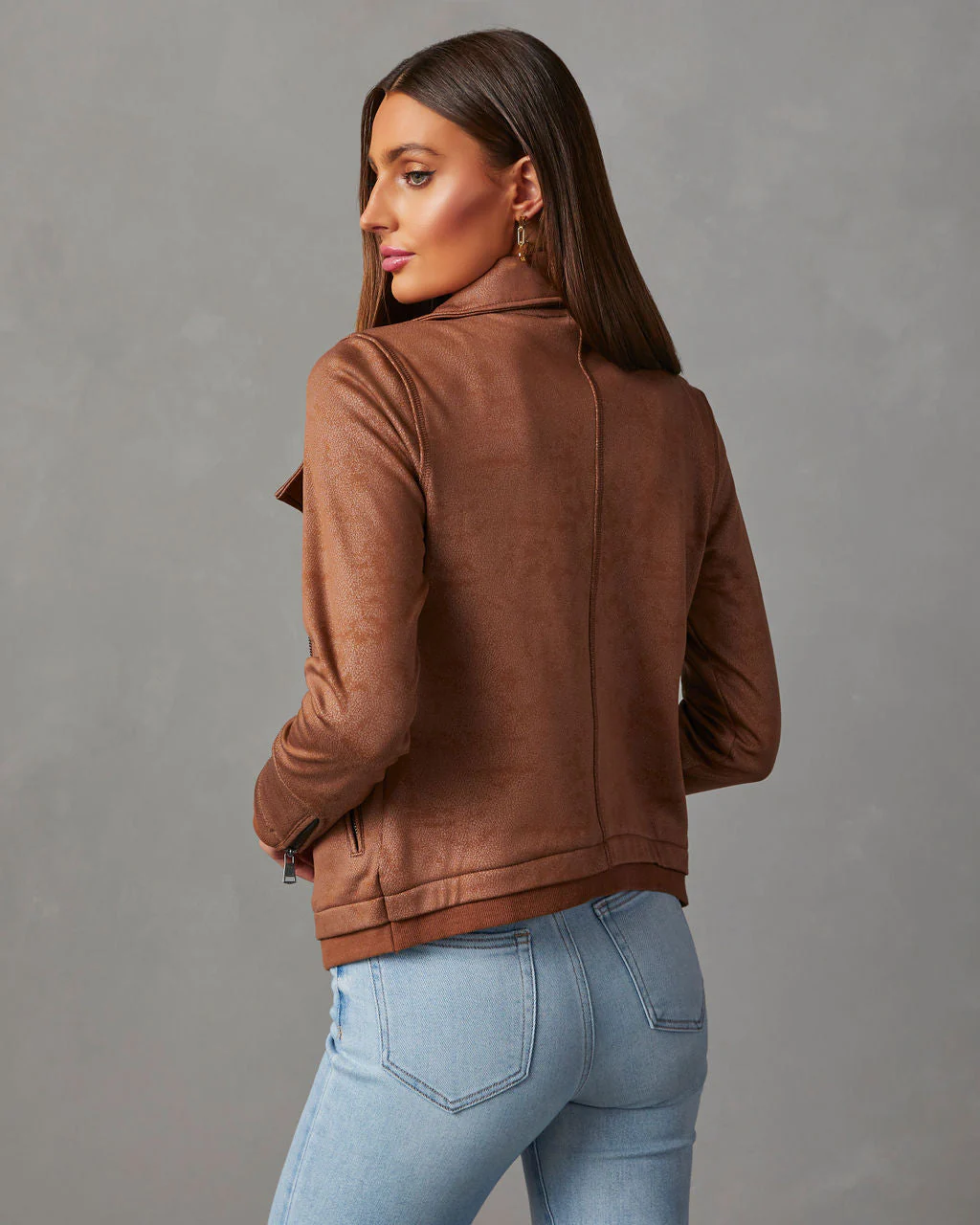 Slick Chick Coated Faux Leather Moto Jacket - Image 4