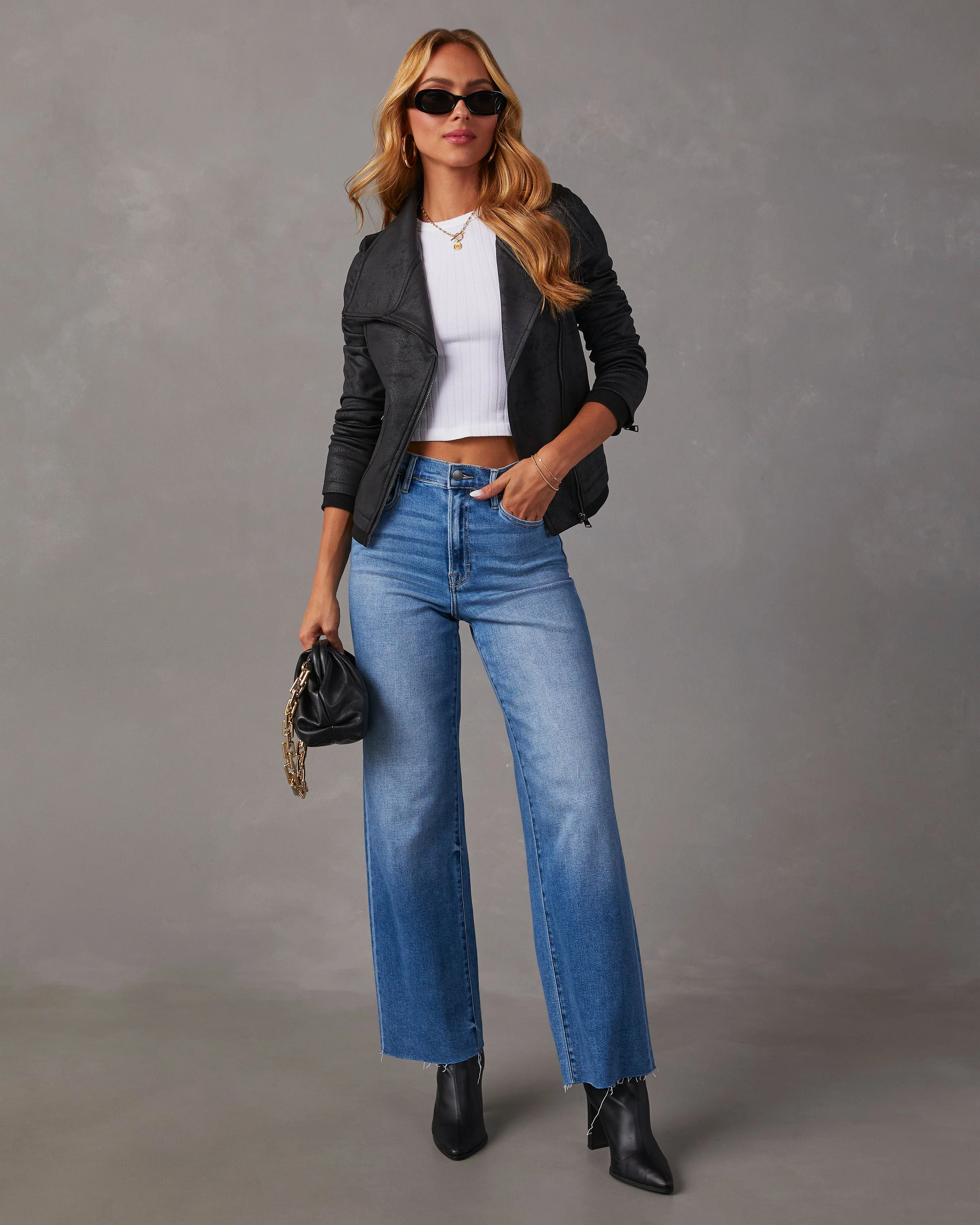 Slick Chick Coated Faux Leather Moto Jacket - Image 6