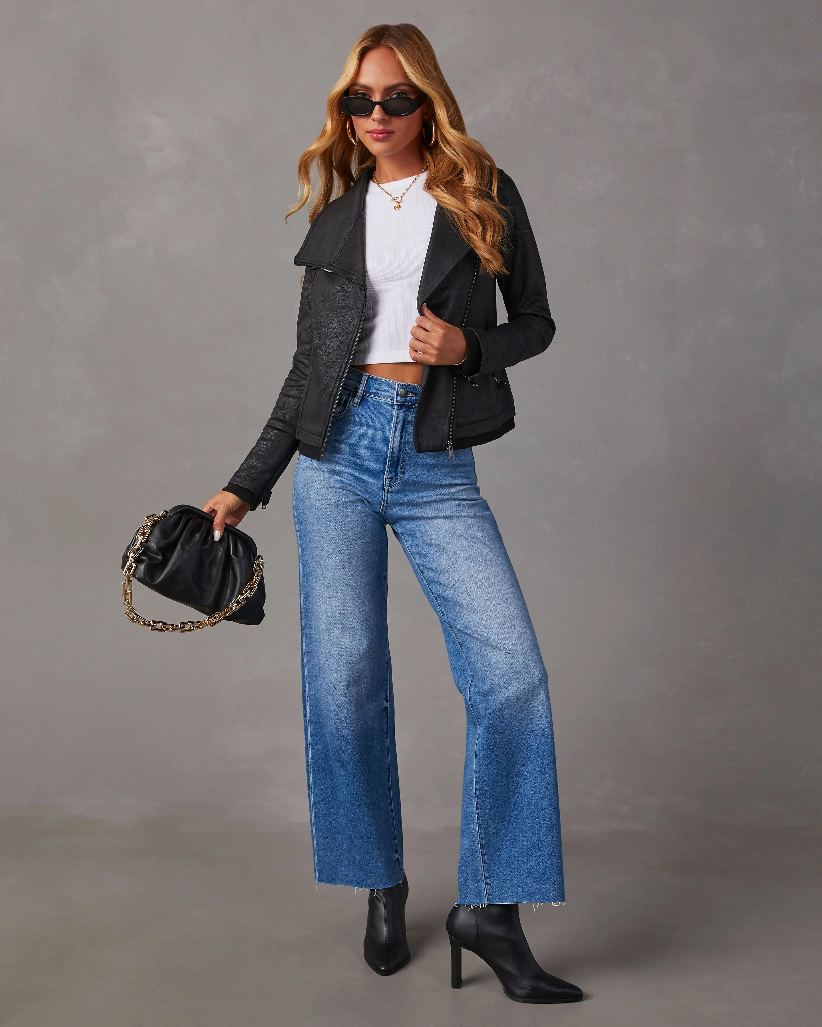 Slick Chick Coated Faux Leather Moto Jacket - Image 8