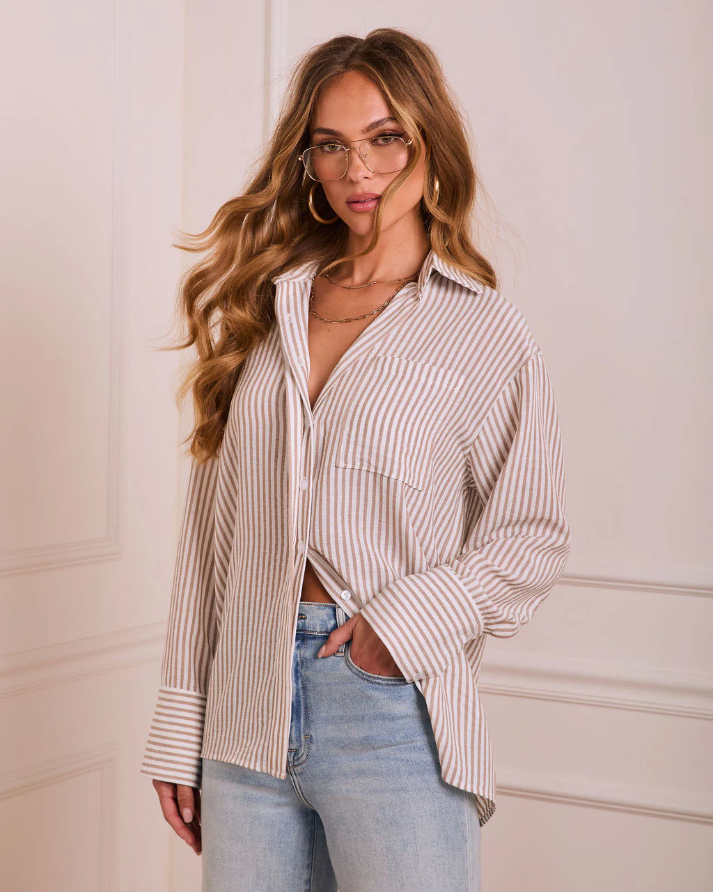 Slow Reveal Striped Button Down Top - Image 3