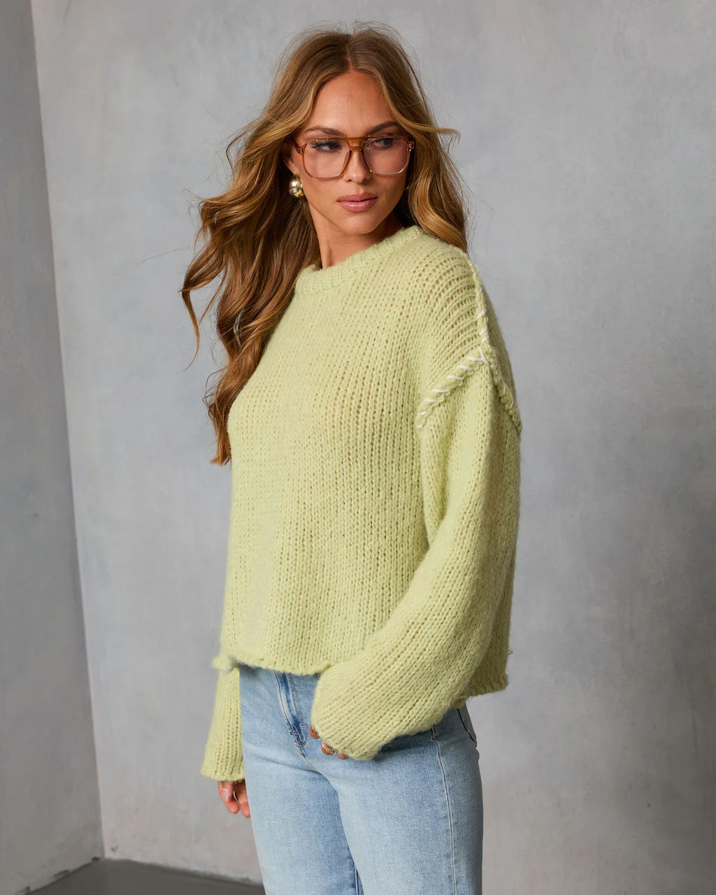 Snoozy Sundays Contrast Knit Trim Sweater - Image 3