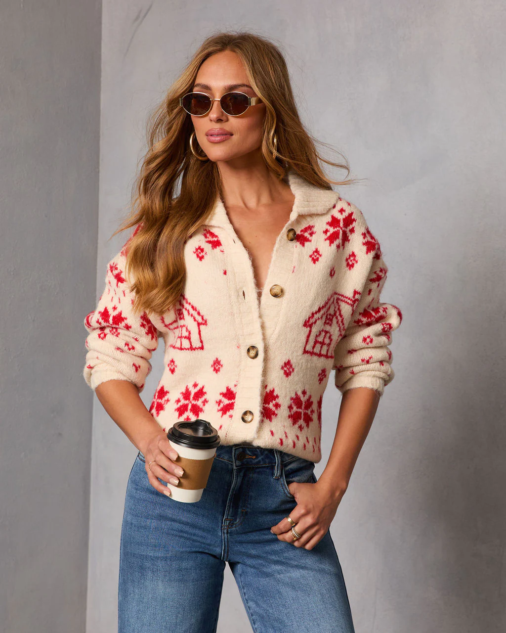 Snowfall Cottage Novelty Fair Isle Cardigan - Image 5