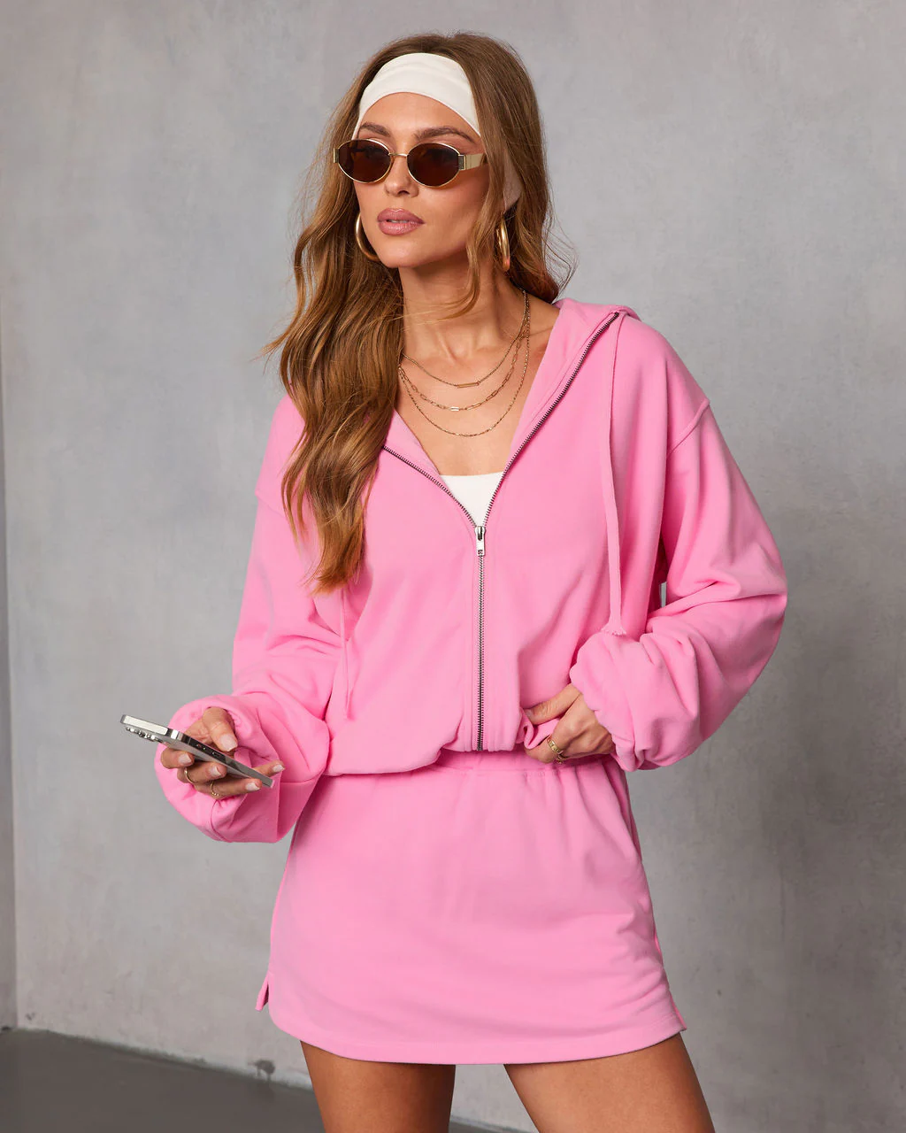 Soft Balance Drawstring Hood Zip Up Sweatshirt - Image 7