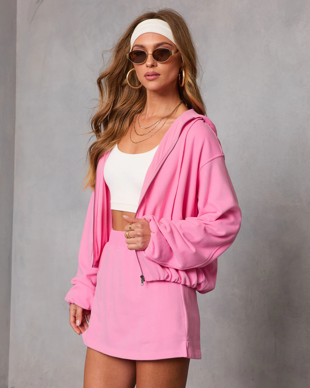 Soft Balance Drawstring Hood Zip Up Sweatshirt - Image 9