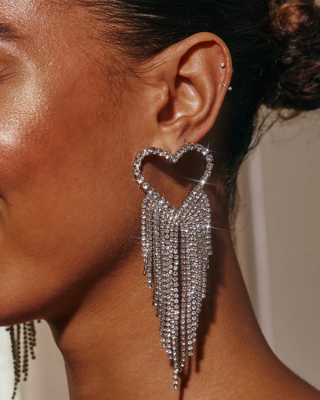 Soft Chimes Heart Fringe Earrings - Image 2