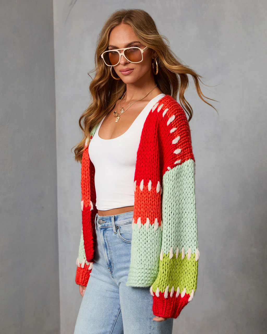 Soft Reset Stitched Color Block Chunky Knit Cardigan - Image 3