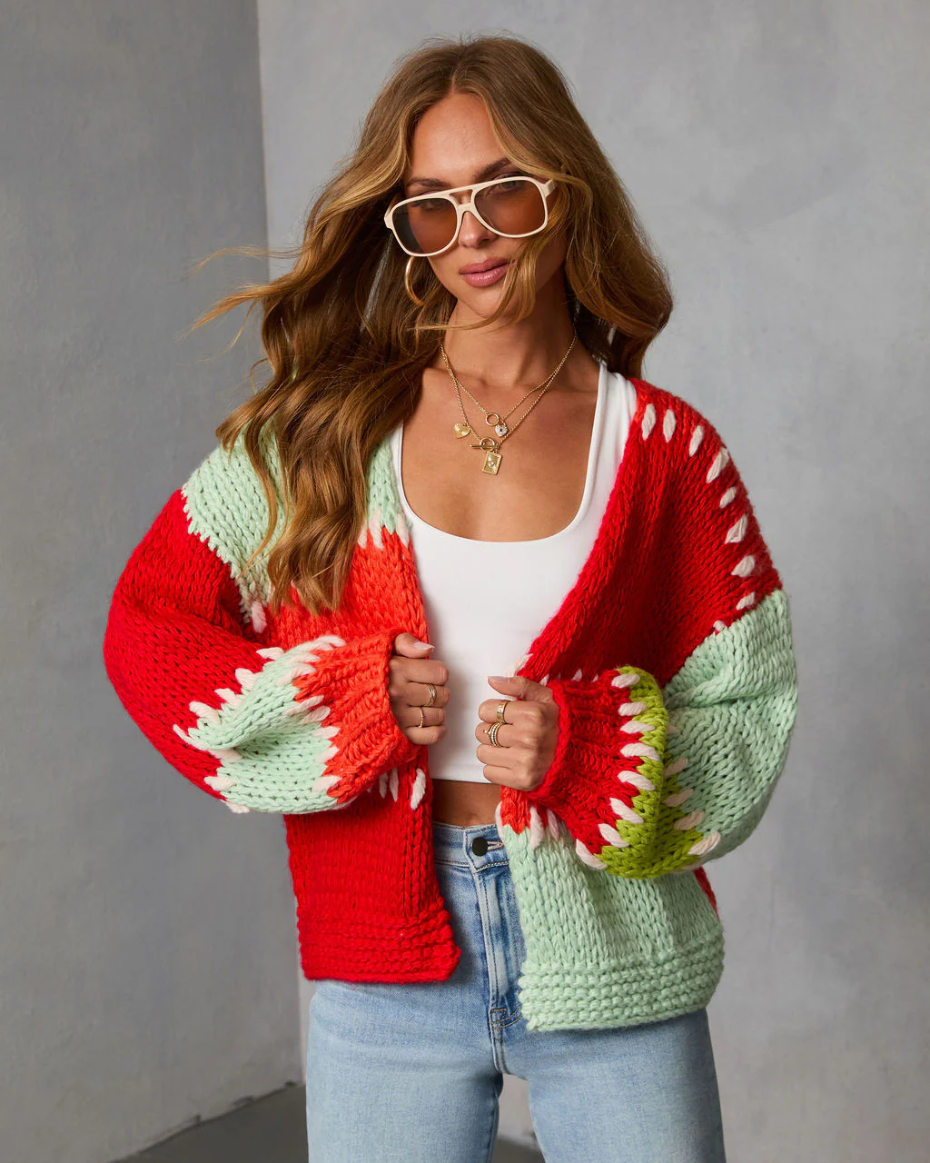 Soft Reset Stitched Color Block Chunky Knit Cardigan - Image 5