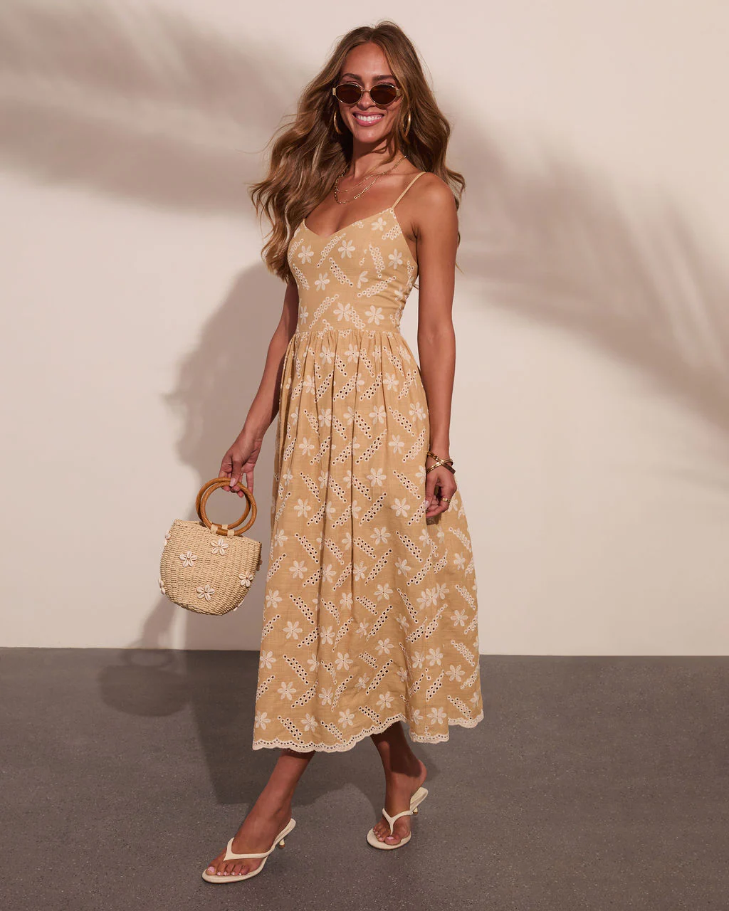Soft Sands Floral Eyelet Fit and Flare Maxi Dress - Image 3