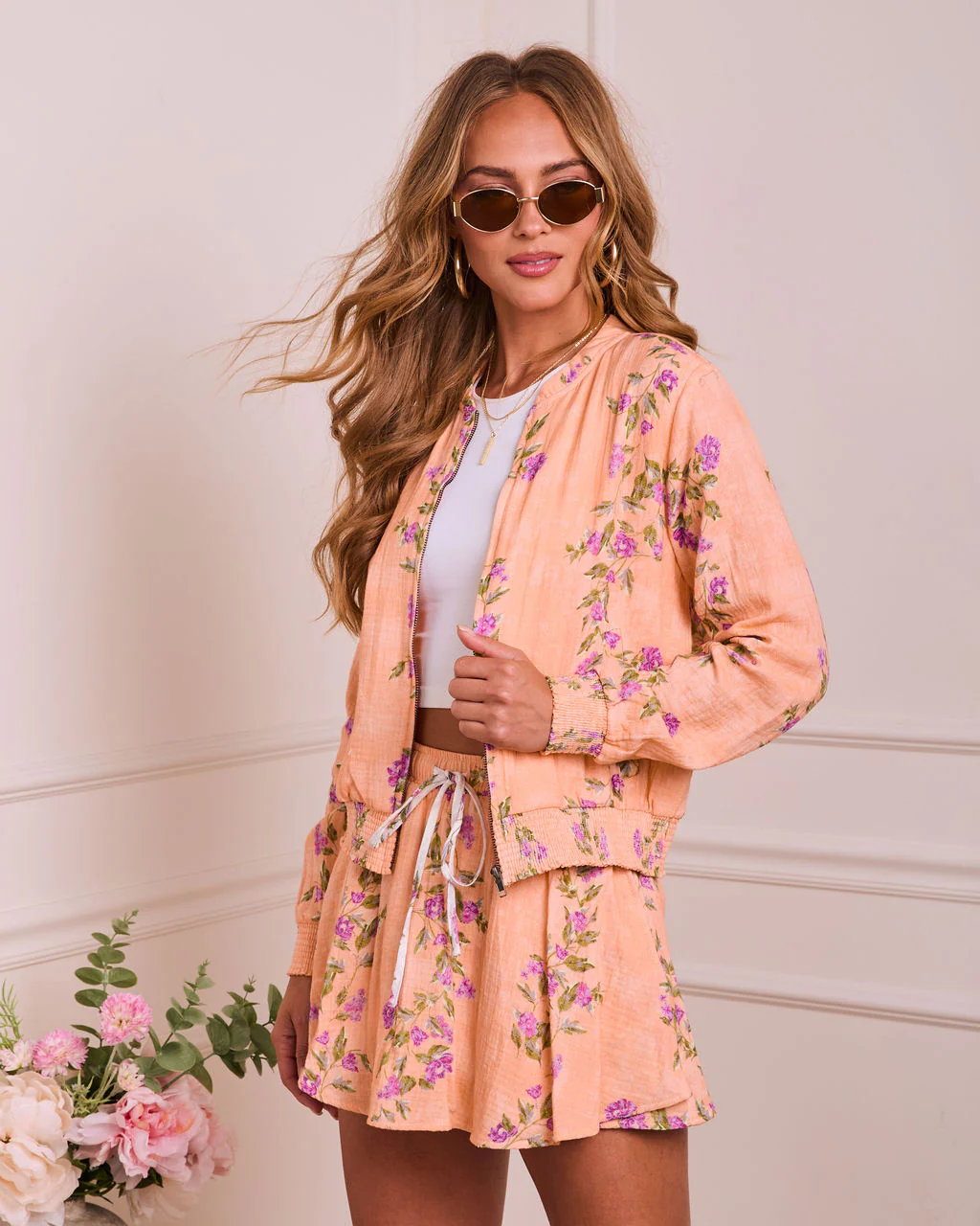 Soft Spoken Letter Floral Bomber Jacket - Image 3