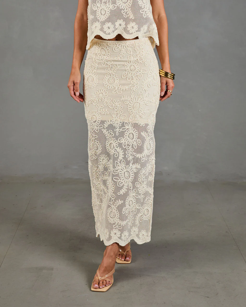 Soft Story Embroidered Floral Midi Skirt - Image 2