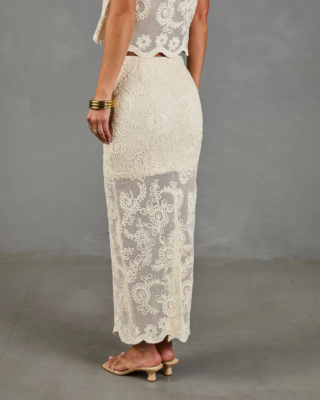 Soft Story Embroidered Floral Midi Skirt - Image 4