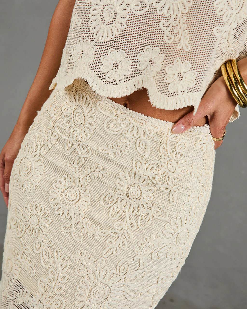 Soft Story Embroidered Floral Midi Skirt - Image 6
