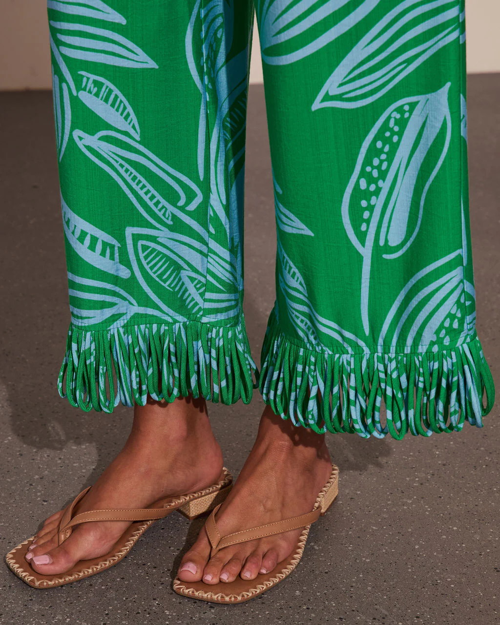 Soft Tide Tropical Print Fringe Pants - Image 6
