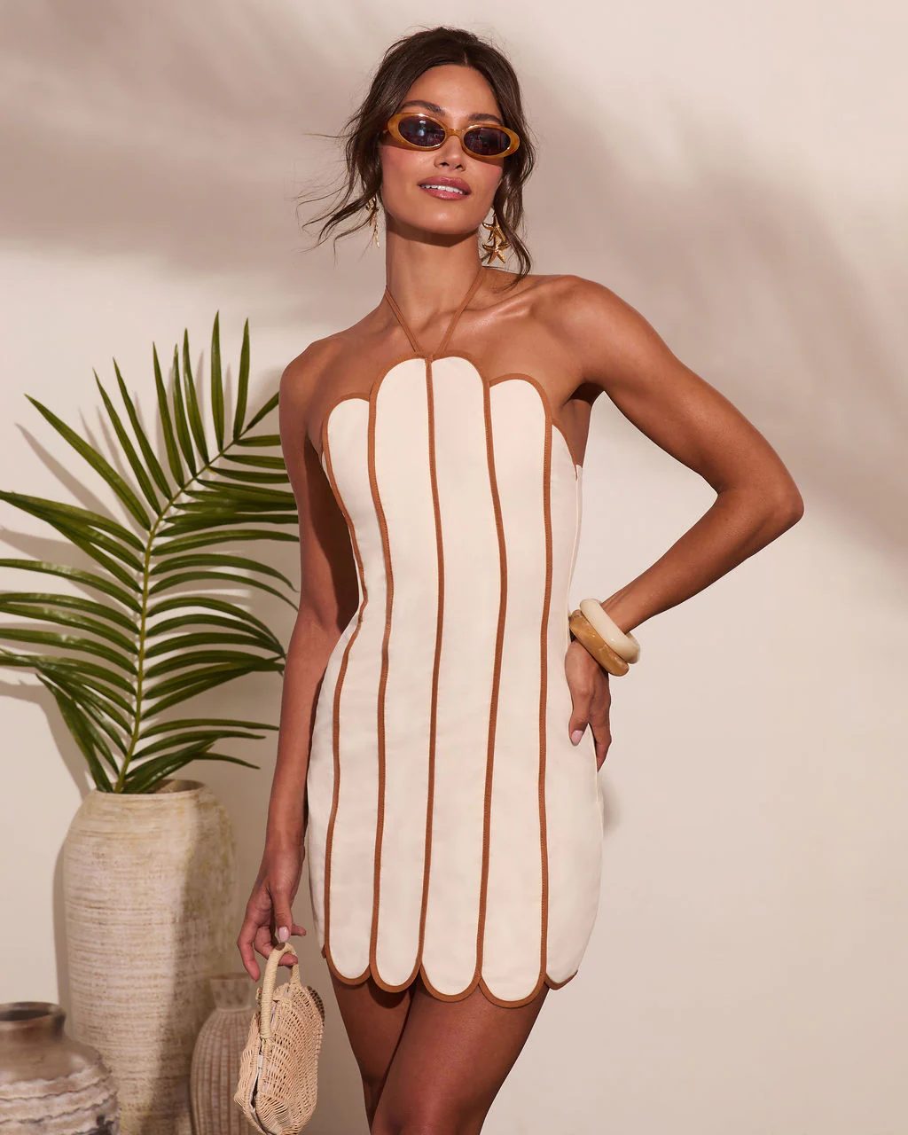 Solar Pulse Striped Linen Blend Mini Dress - Image 2