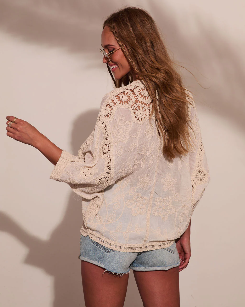 Solar Reverie Crochet Trim Top - Image 4
