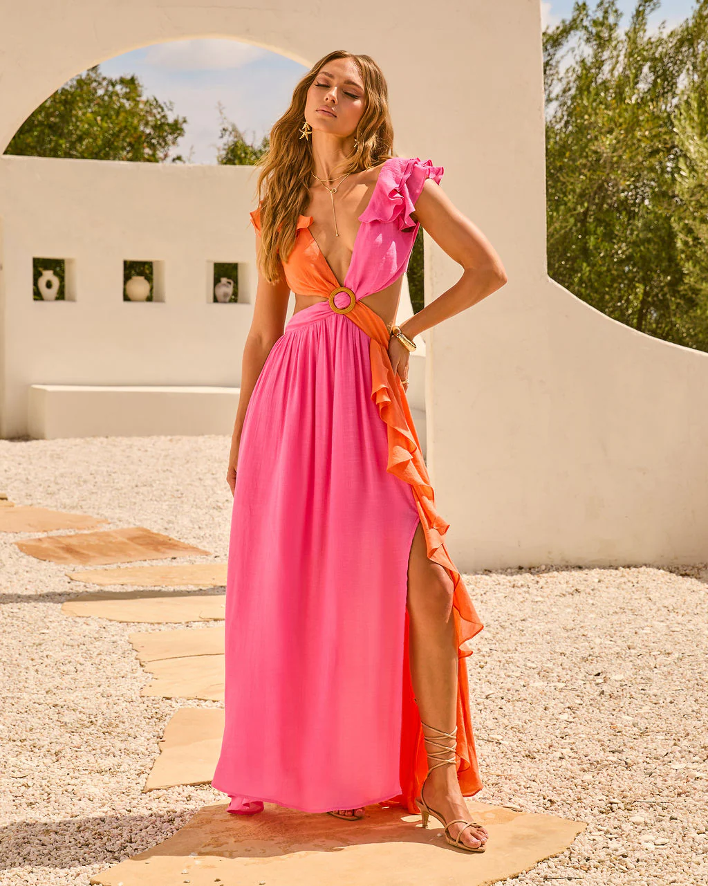 Solaya Cut Out Color Block Maxi Dress - Image 6