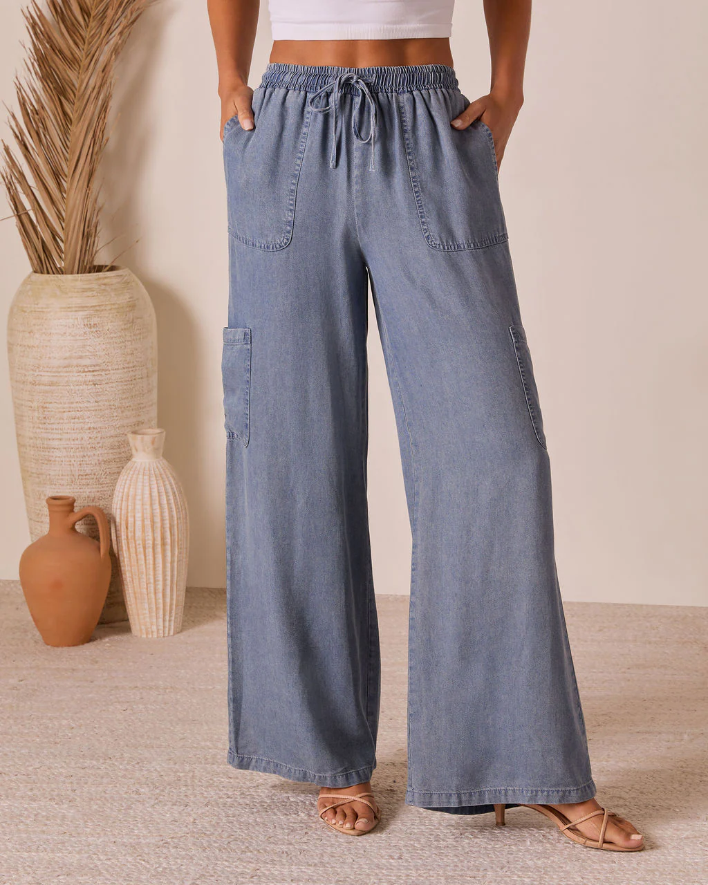 Soleena Chambray Cargo Pants - Image 2