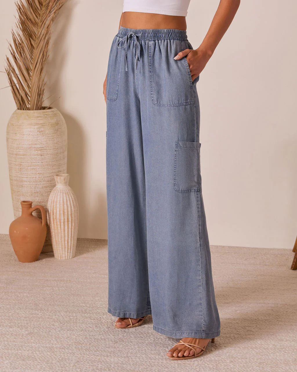 Soleena Chambray Cargo Pants - Image 3