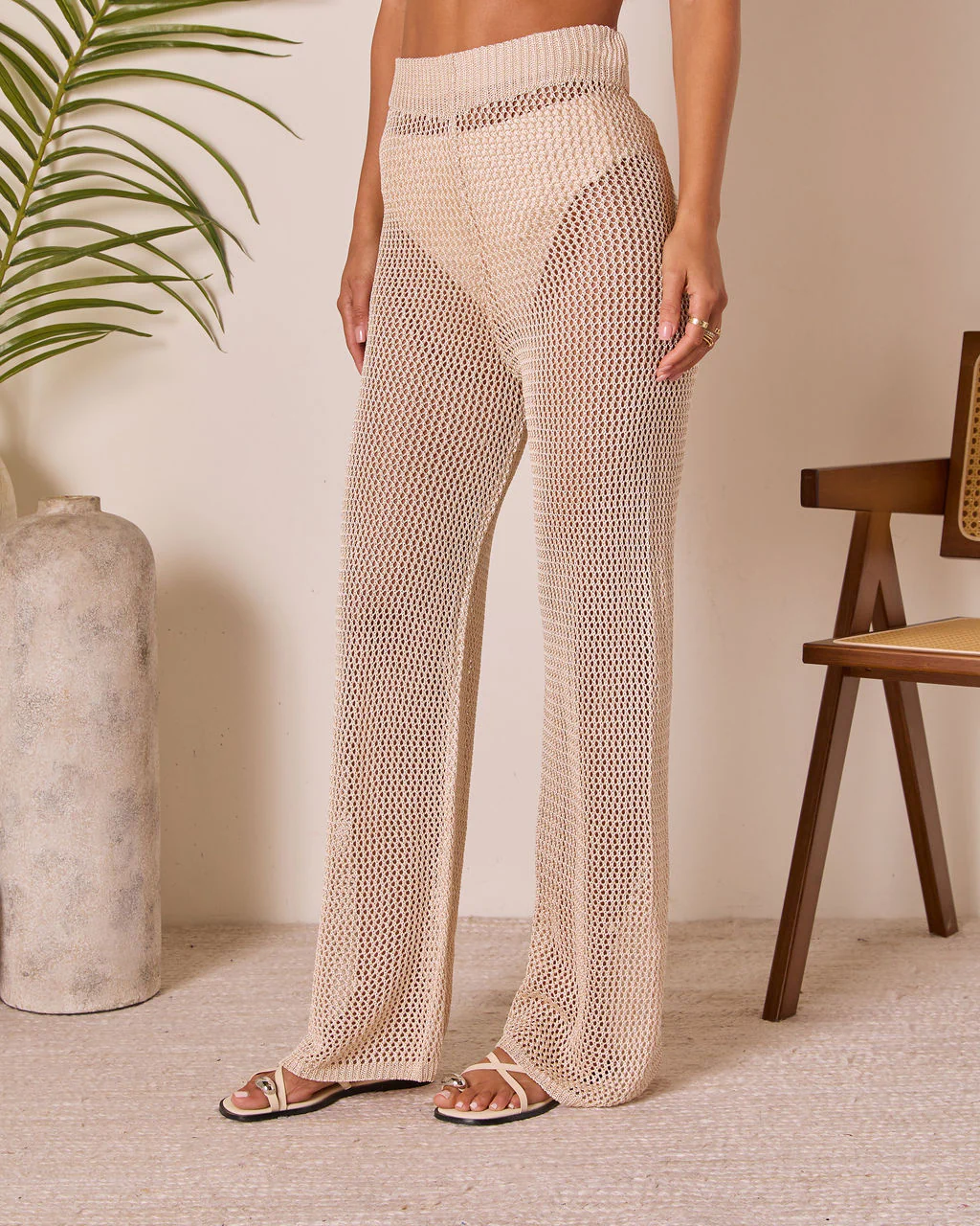 Solessa Lurex Crochet Cover Up Pants - Image 3