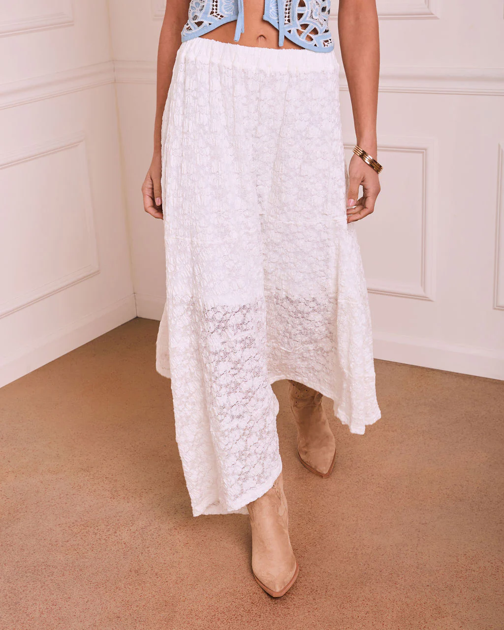 Solrae Lace High Low Maxi Skirt - Image 2