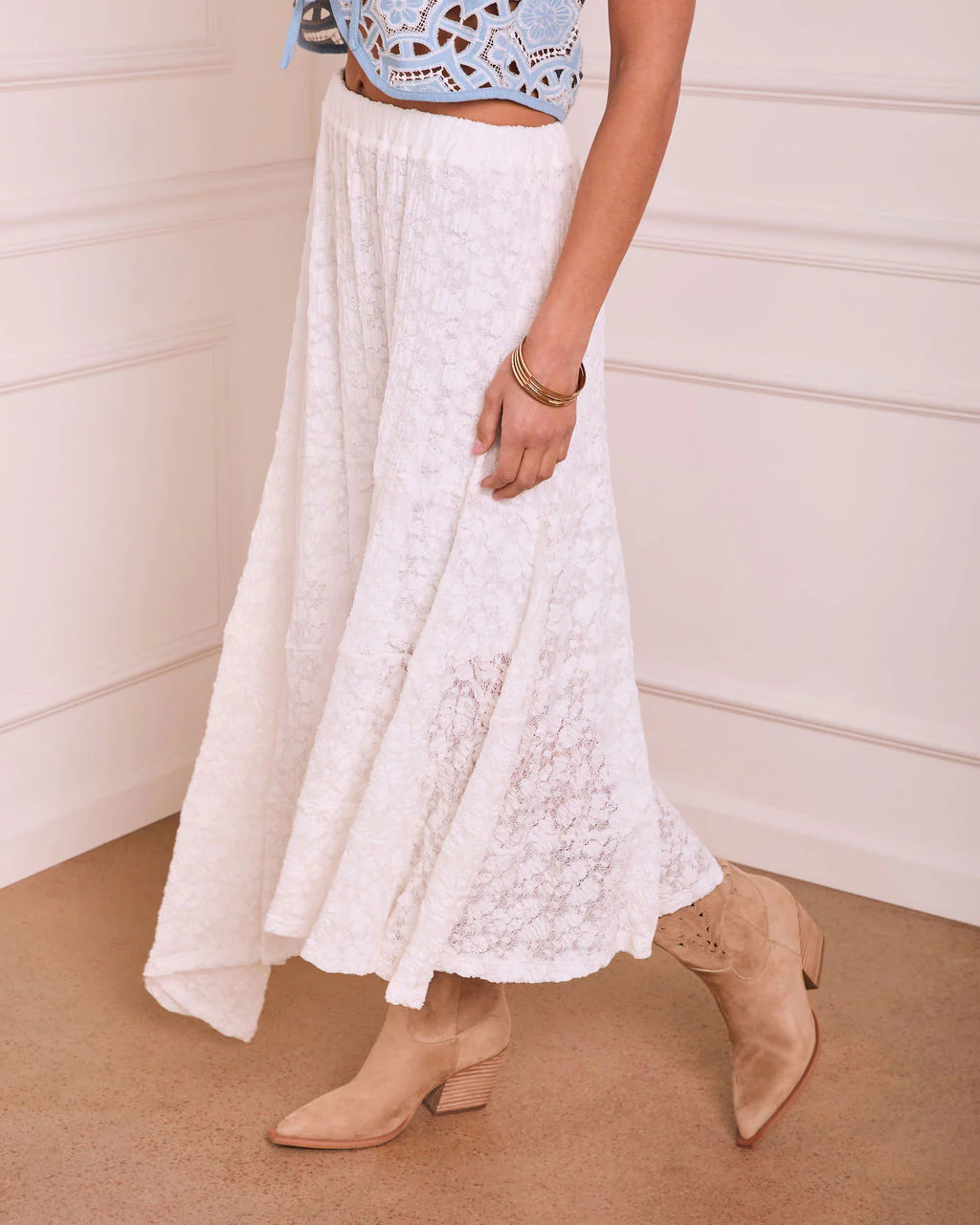 Solrae Lace High Low Maxi Skirt - Image 3