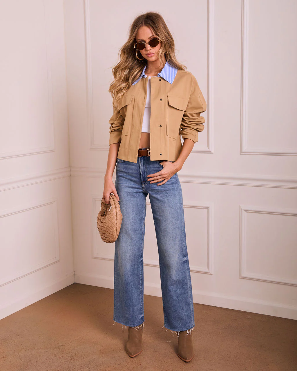 Solyn Contrast Collar Utility Jacket - Image 2
