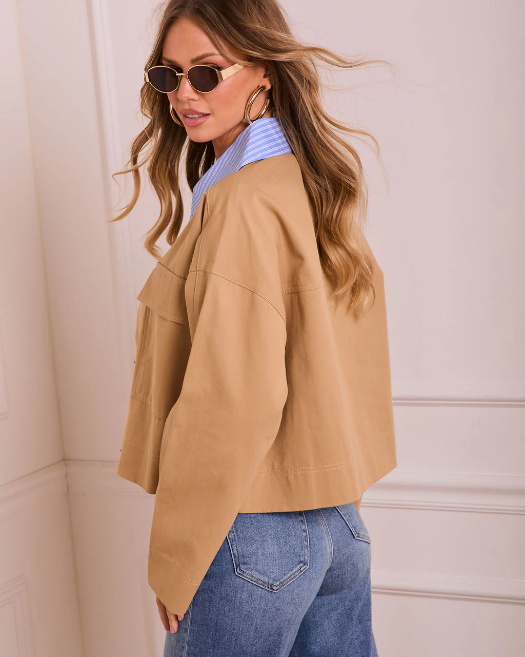 Solyn Contrast Collar Utility Jacket - Image 4